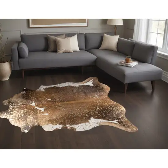 Brown and White Cowhide Hand Knotted Area Rug Photo 1