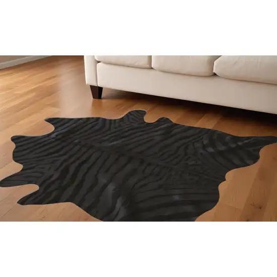 Black Cowhide Hand Knotted Area Rug Photo 1