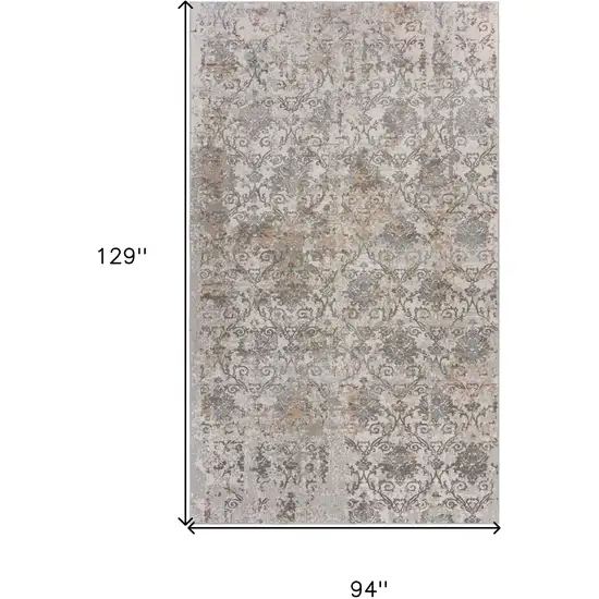 Cream Abstract Distressed Area Rug Photo 8