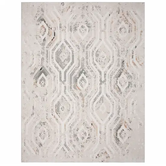 Cream Abstract Distressed Area Rug Photo 1