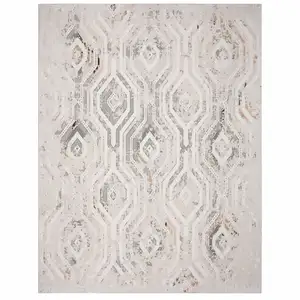 Photo of Cream Abstract Distressed Area Rug