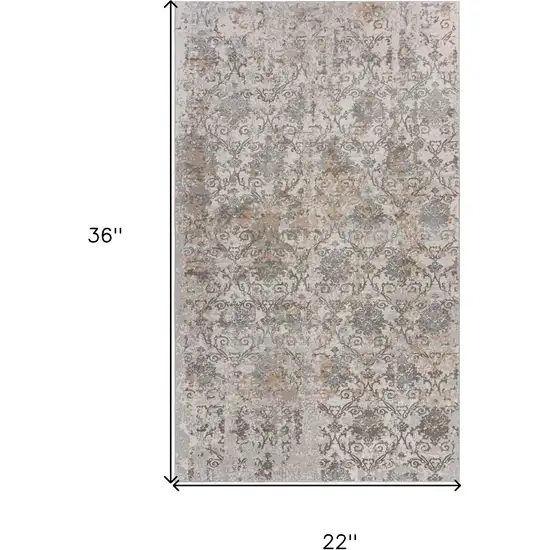 Cream Abstract Distressed Area Rug Photo 8