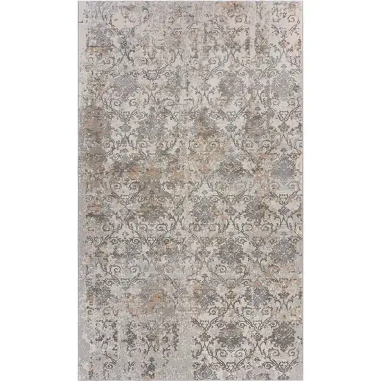 Cream Abstract Distressed Area Rug Photo 1