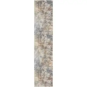 Photo of Cream Abstract Power Loom Runner Rug