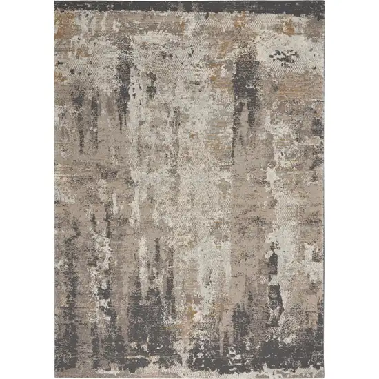 Cream Black and Gray Abstract Area Rug Photo 2