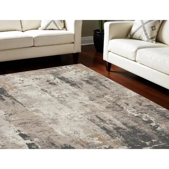 Cream Black and Gray Abstract Area Rug Photo 1