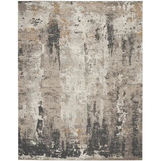 Cream Black and Gray Abstract Area Rug Photo 2