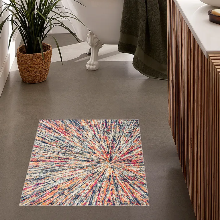 Cream Celestial Burst Abstract Area Rug Photo 5