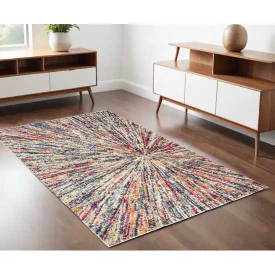 Cream Celestial Burst Abstract Area Rug Photo 1