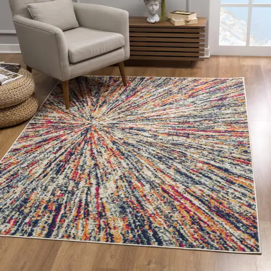 Cream Celestial Burst Abstract Area Rug Photo 9