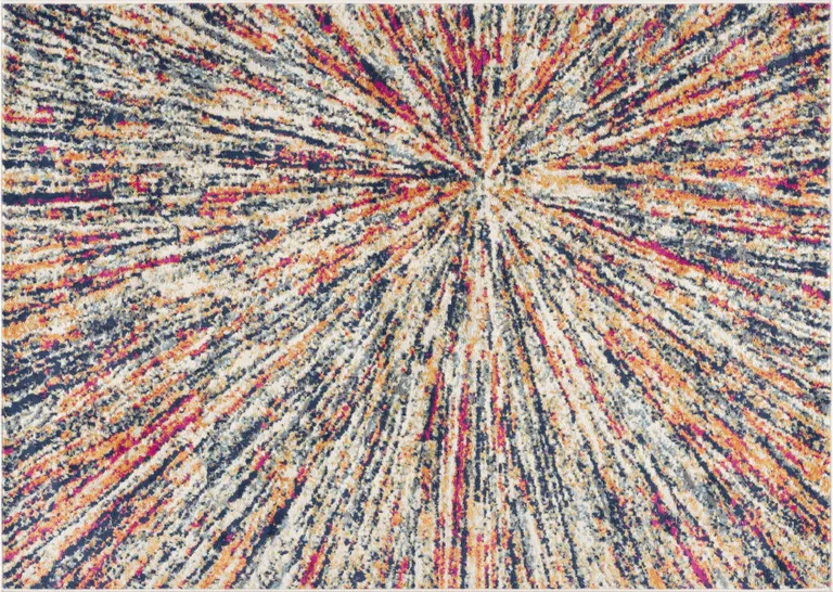 Cream Celestial Burst Abstract Area Rug Photo 2