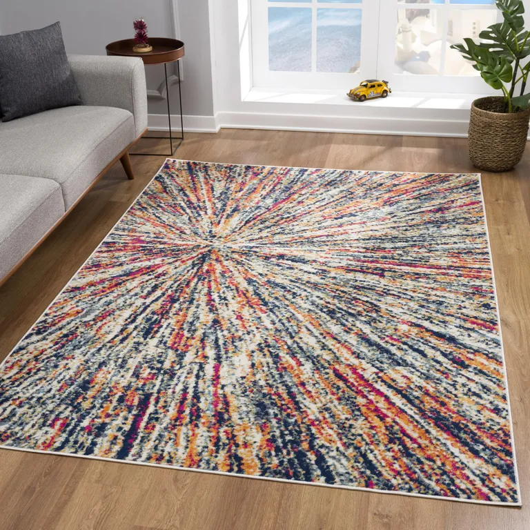 Cream Celestial Burst Abstract Area Rug Photo 3