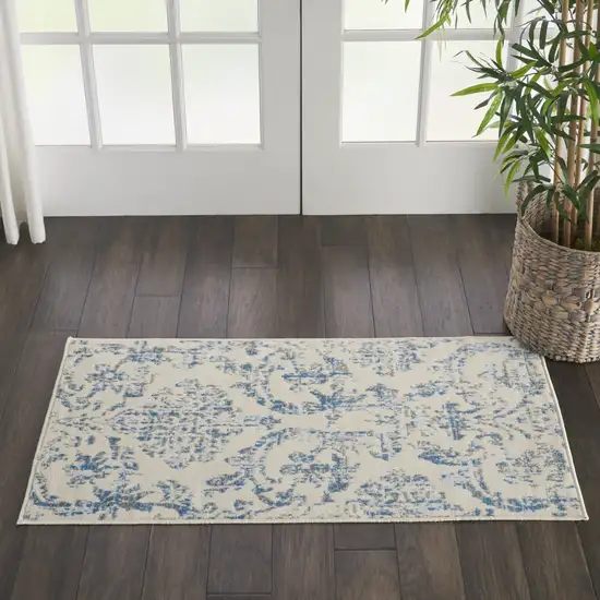 Cream Damask Power Loom Area Rug Photo 5