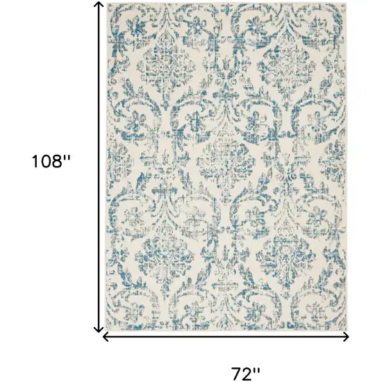 Cream Damask Power Loom Area Rug Photo 7