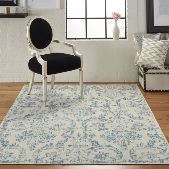 Cream Damask Power Loom Area Rug Photo 6