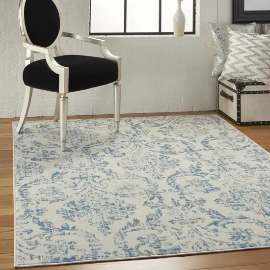 Cream Damask Power Loom Area Rug Photo 5