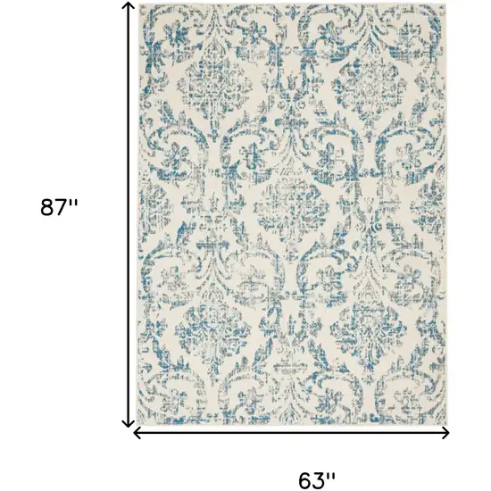 Cream Damask Power Loom Area Rug Photo 7