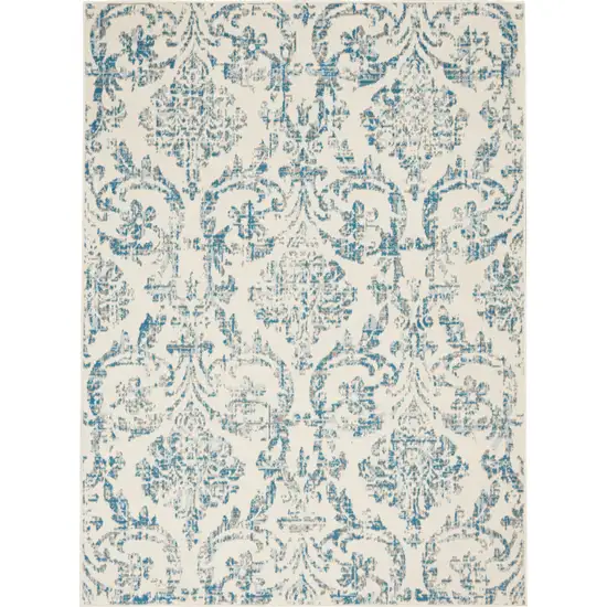 Cream Damask Power Loom Area Rug Photo 1