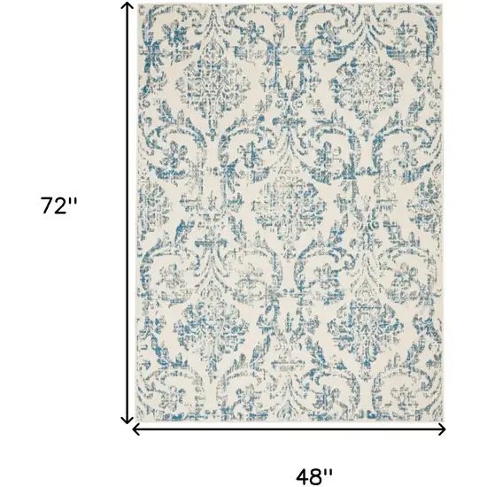 Cream Damask Power Loom Area Rug Photo 7