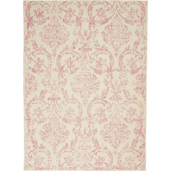 Cream Damask Power Loom Area Rug Photo 1