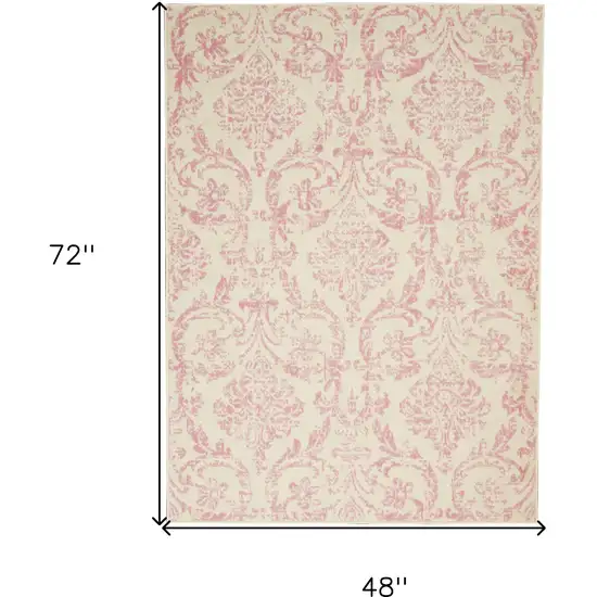 Cream Damask Power Loom Area Rug Photo 8