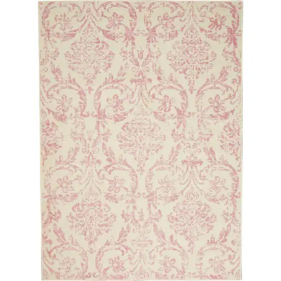 Cream Damask Power Loom Area Rug Photo 4