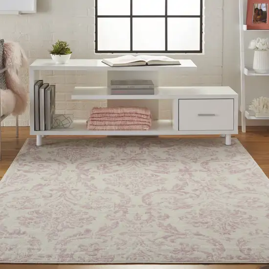 Cream Damask Power Loom Area Rug Photo 6