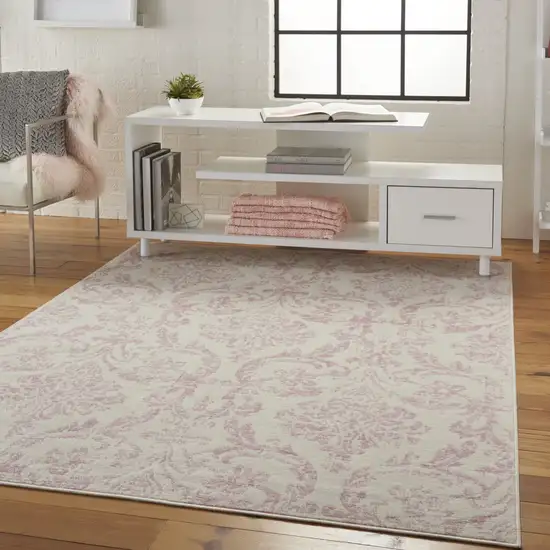 Cream Damask Power Loom Area Rug Photo 7