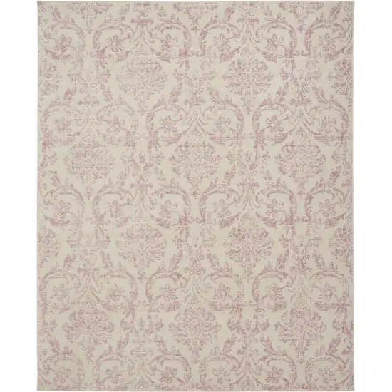 Cream Damask Power Loom Area Rug Photo 4