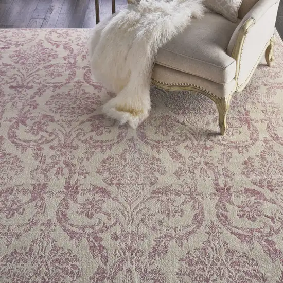 Cream Damask Power Loom Area Rug Photo 5