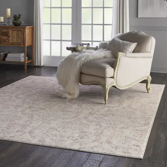 Cream Damask Power Loom Area Rug Photo 7