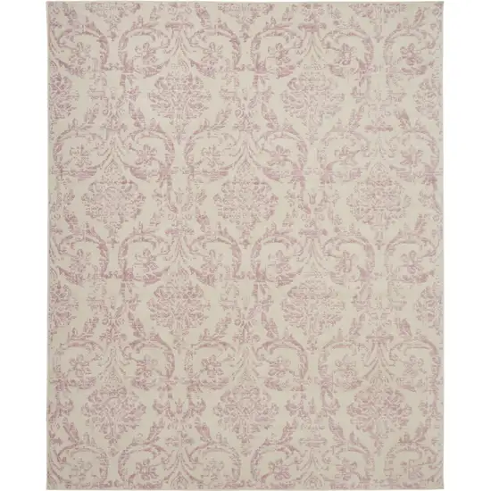 Cream Damask Power Loom Area Rug Photo 1