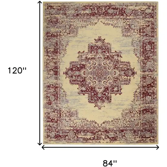 Cream Damask Power Loom Area Rug Photo 9