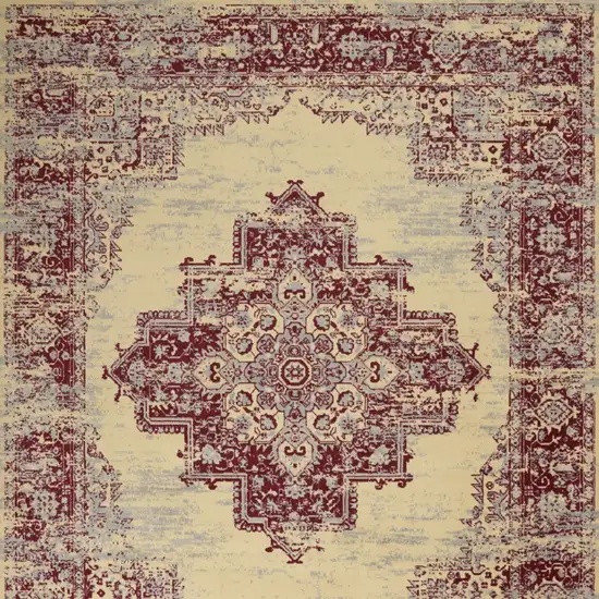 Cream Damask Power Loom Area Rug Photo 6