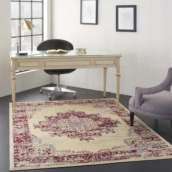 Cream Damask Power Loom Area Rug Photo 7