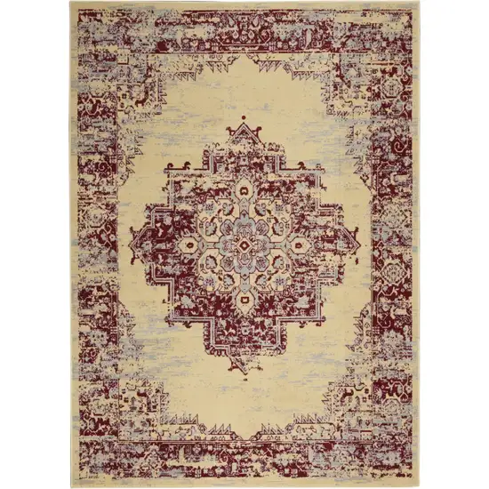 Cream Damask Power Loom Area Rug Photo 1