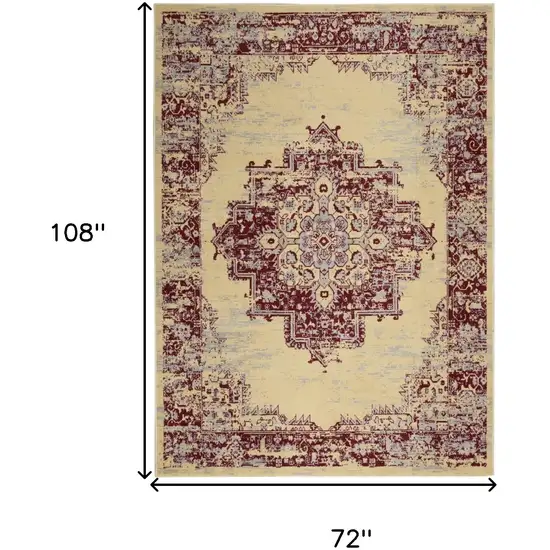 Cream Damask Power Loom Area Rug Photo 8