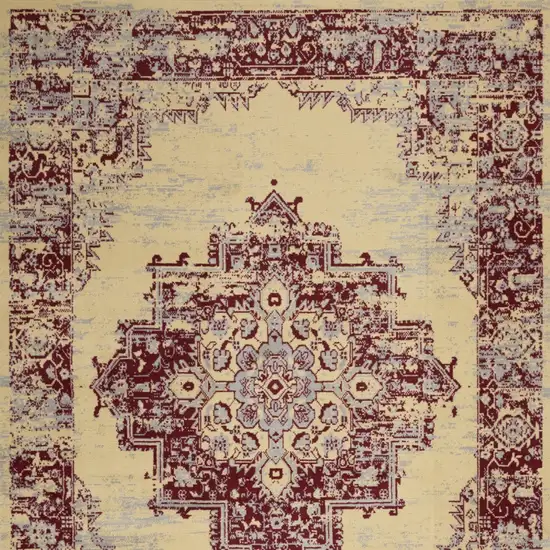 Cream Damask Power Loom Area Rug Photo 5