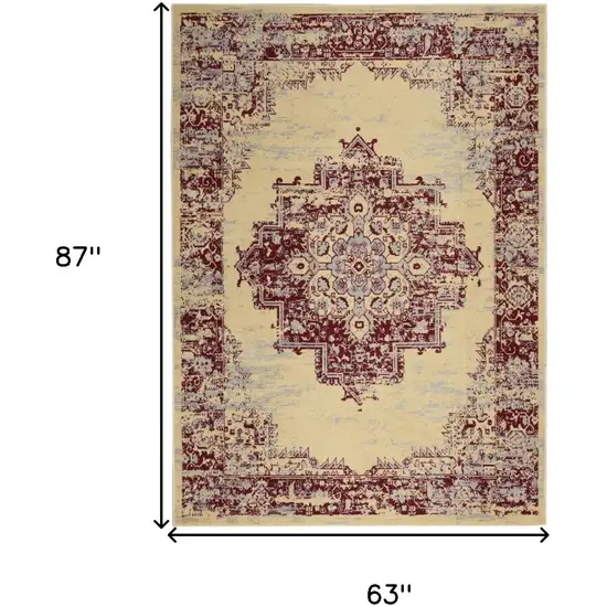 Cream Damask Power Loom Area Rug Photo 8