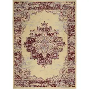 Photo of Cream Damask Power Loom Area Rug