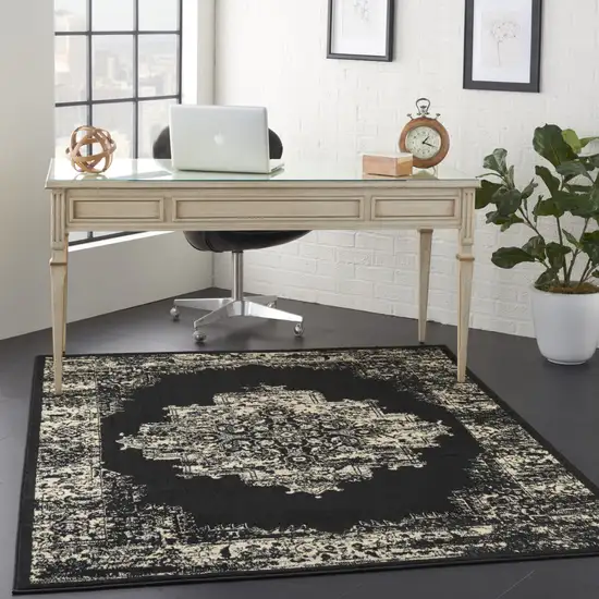 Cream Damask Power Loom Area Rug Photo 6