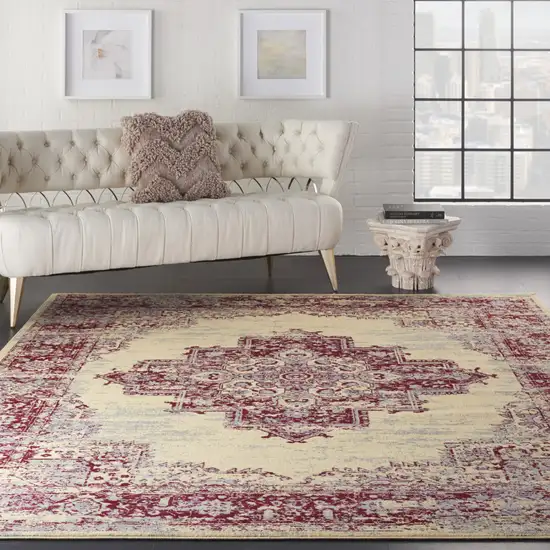 Cream Damask Power Loom Area Rug Photo 7