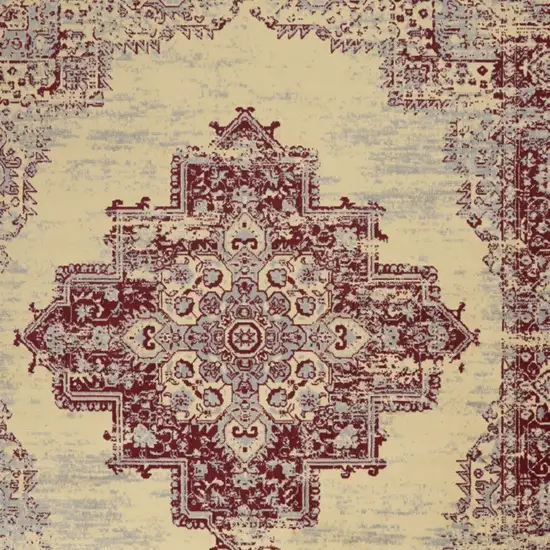 Cream Damask Power Loom Area Rug Photo 5