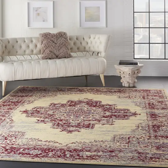 Cream Damask Power Loom Area Rug Photo 8