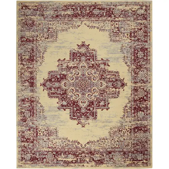 Cream Damask Power Loom Area Rug Photo 1