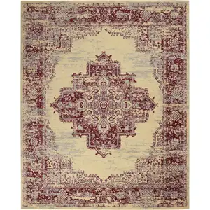 Photo of Cream Damask Power Loom Area Rug