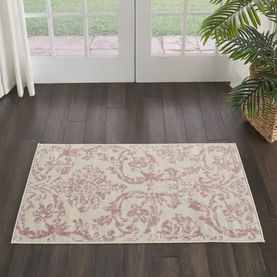 Cream Damask Power Loom Area Rug Photo 6