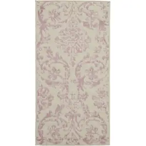 Photo of Cream Damask Power Loom Area Rug