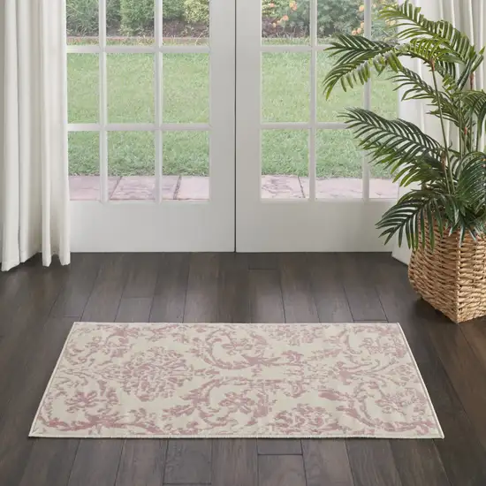 Cream Damask Power Loom Area Rug Photo 7