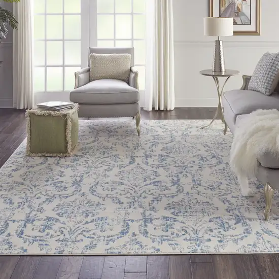 Cream Damask Power Loom Non Skid Area Rug Photo 5